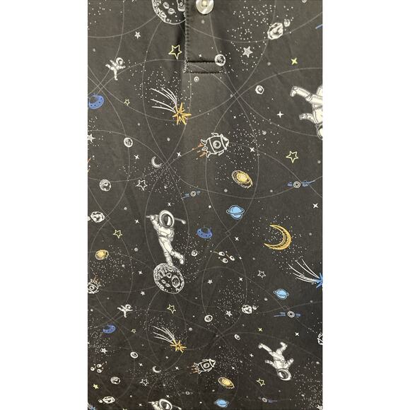 Waggle Golf Polo Shirt Mens L Black Astronaut Space Print Mission Albatross - Picture 2 of 8